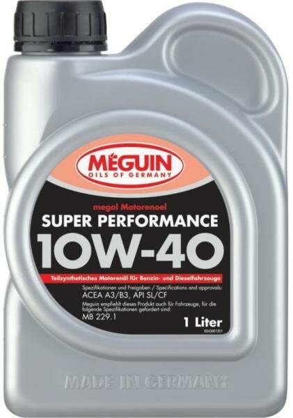 4366 Meguin П/с. мот.масло Megol Motorenoel Super Performance 10W-40 CF/SL A3/B3 (1л)