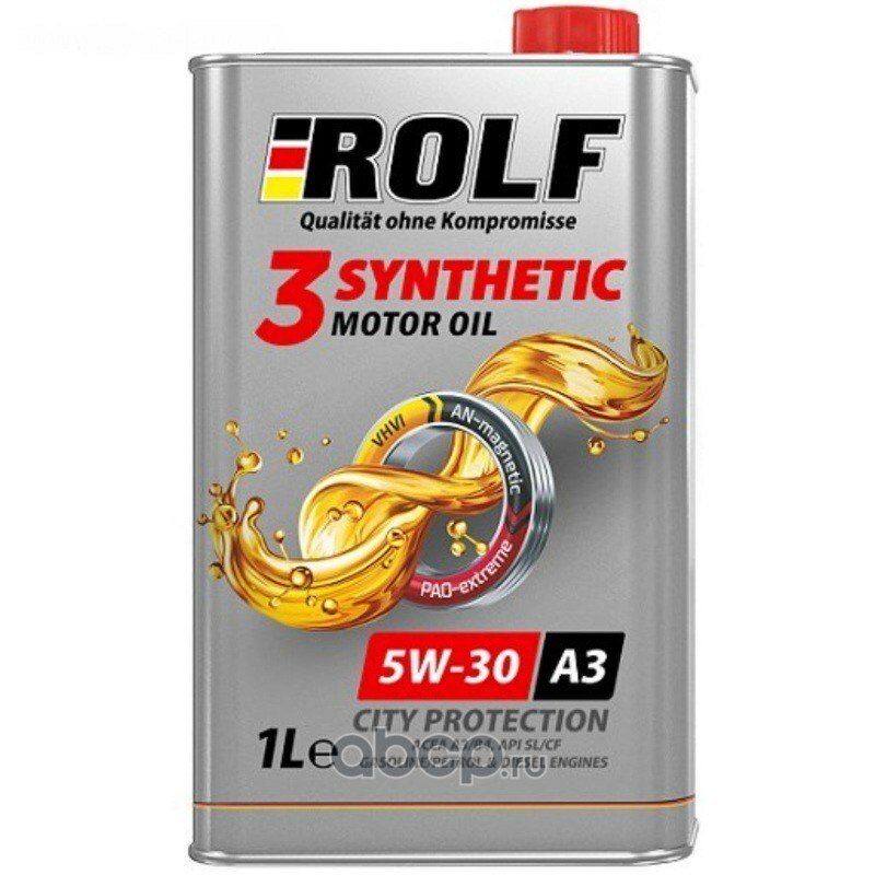 Масло моторное rolf 3-synthenic 5w-30 синтетическое 1 л 322550