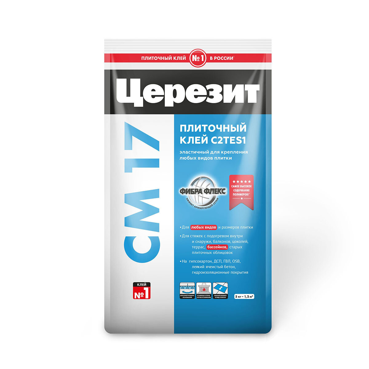 Клей для плитки суперэластичный Ceresit CM 17 Super Flex, 5 кг