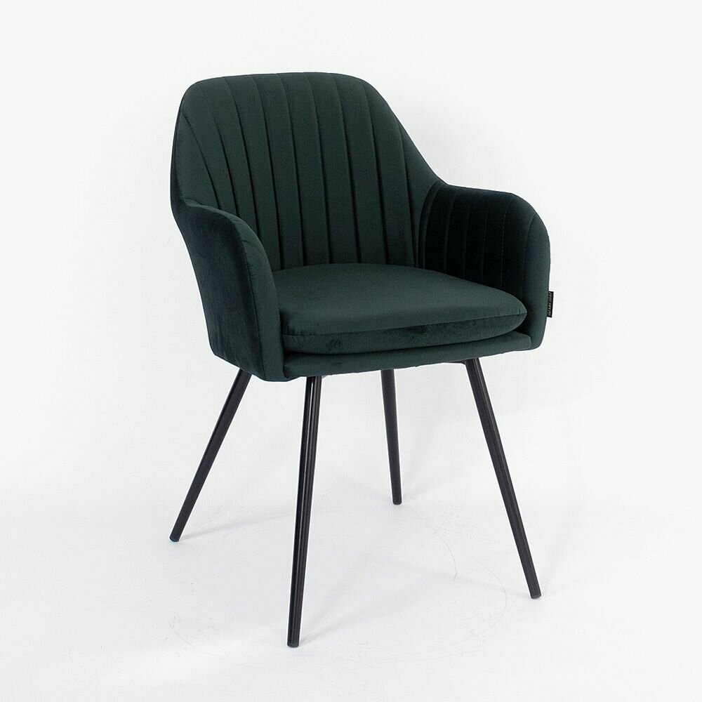 Стул Лозанна темно-зеленый бархат ножки черные для дома/для гостиной/для столовой/для кафе/кухонный стул/стул кухонный