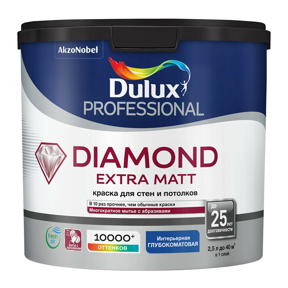 Краска моющаяся Dulux Diamond Extra Matt база BW белая 25 л