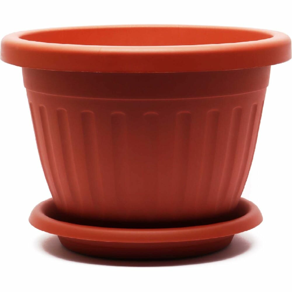 фото ООО кзнм Кашпо сильвер эко с блюдцем d 18, объём 1,9л терракот 1104767