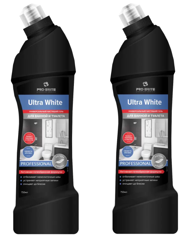Универсальное чистящее средство Pro-Brite Ultra White Свежесть арктики для ванной и туалета, 750 мл, 2 шт.