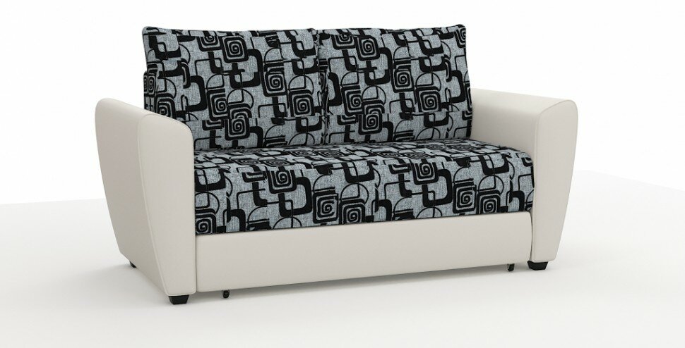 фото Диван Амстердам Мини Люкс узор + экокожа бежевый