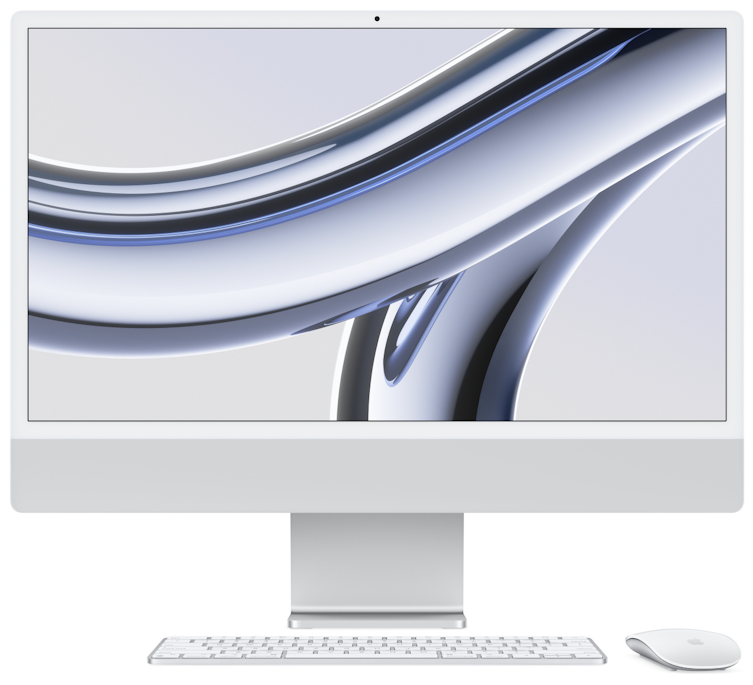 Apple iMac 24" Retina 45K M3 (8C CPU 8C GPU 2023) 8 ГБ 256 ГБ SSD серебристый (MQR93)
