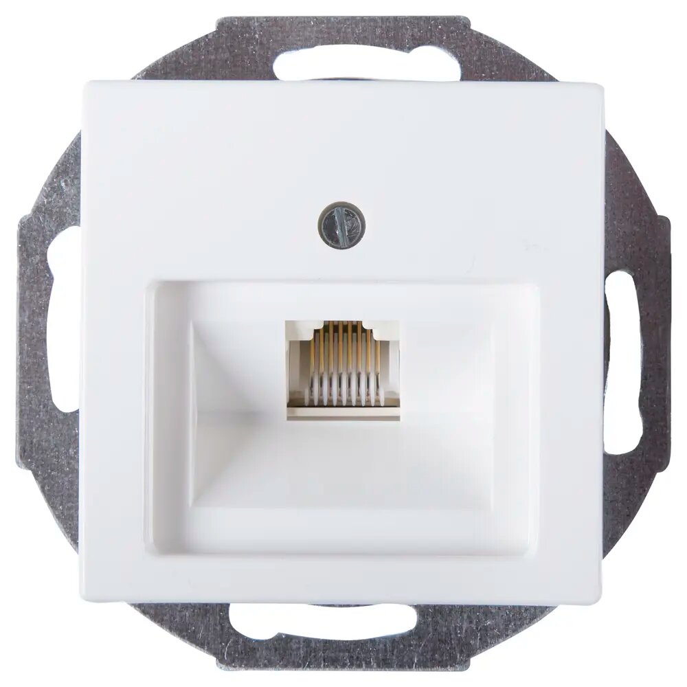 фото Телефонная розетка встраиваемая ABB Basic 55 RJ11, цвет белый