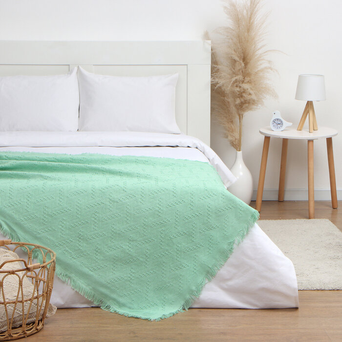 фото Плед Этель Home 130*180см , цв.зеленый,80%хлопок, 20% п/э