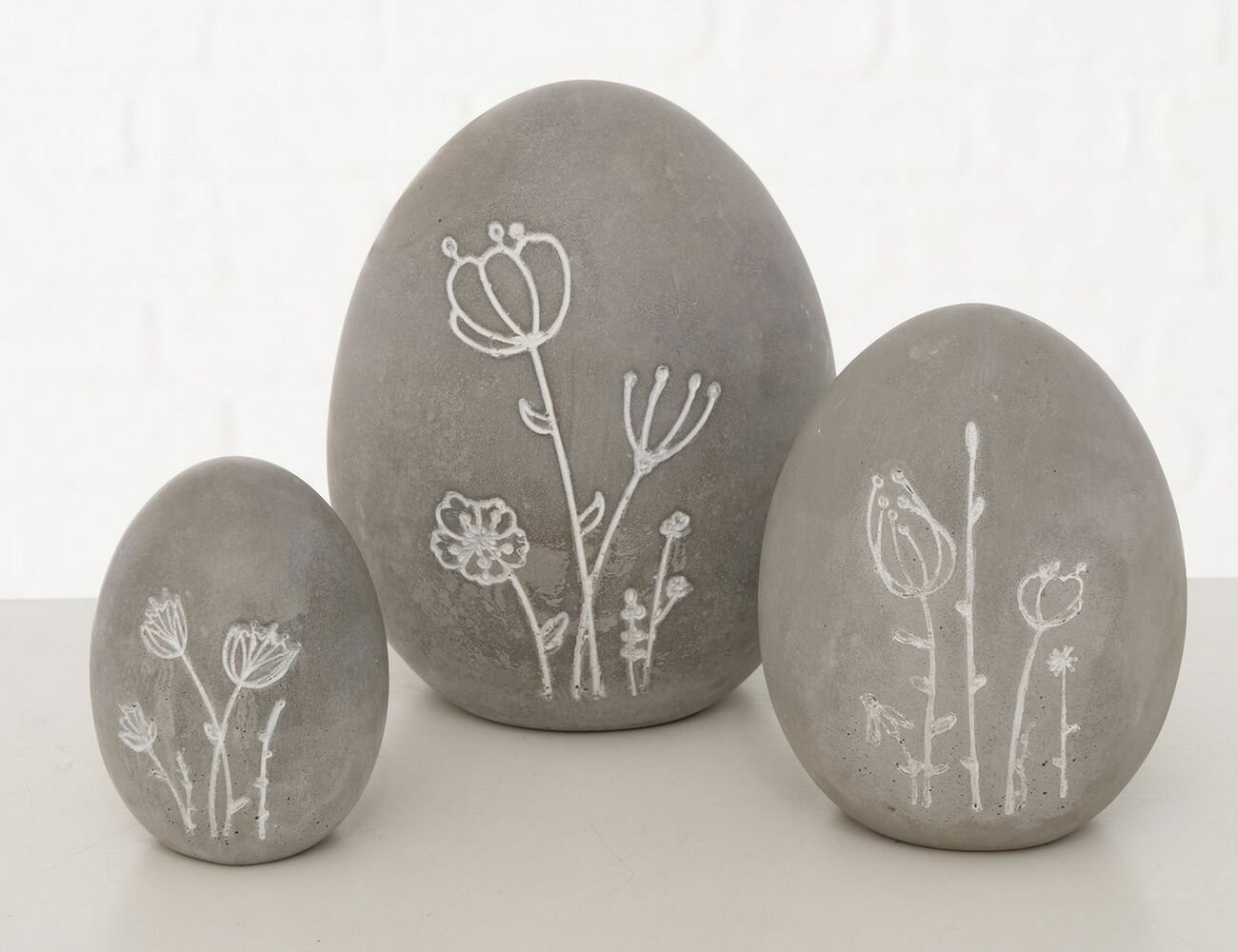 фото Декоративные фигуры, цветочный эскиз К пасхе, серый, 8-14 см, 3 шт., Boltze 2034531-2