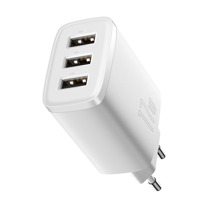 Зарядное устройство BASEUS Compact Charger 3U 3USB, 3.4A, 17W, белый (CCXJ020102)