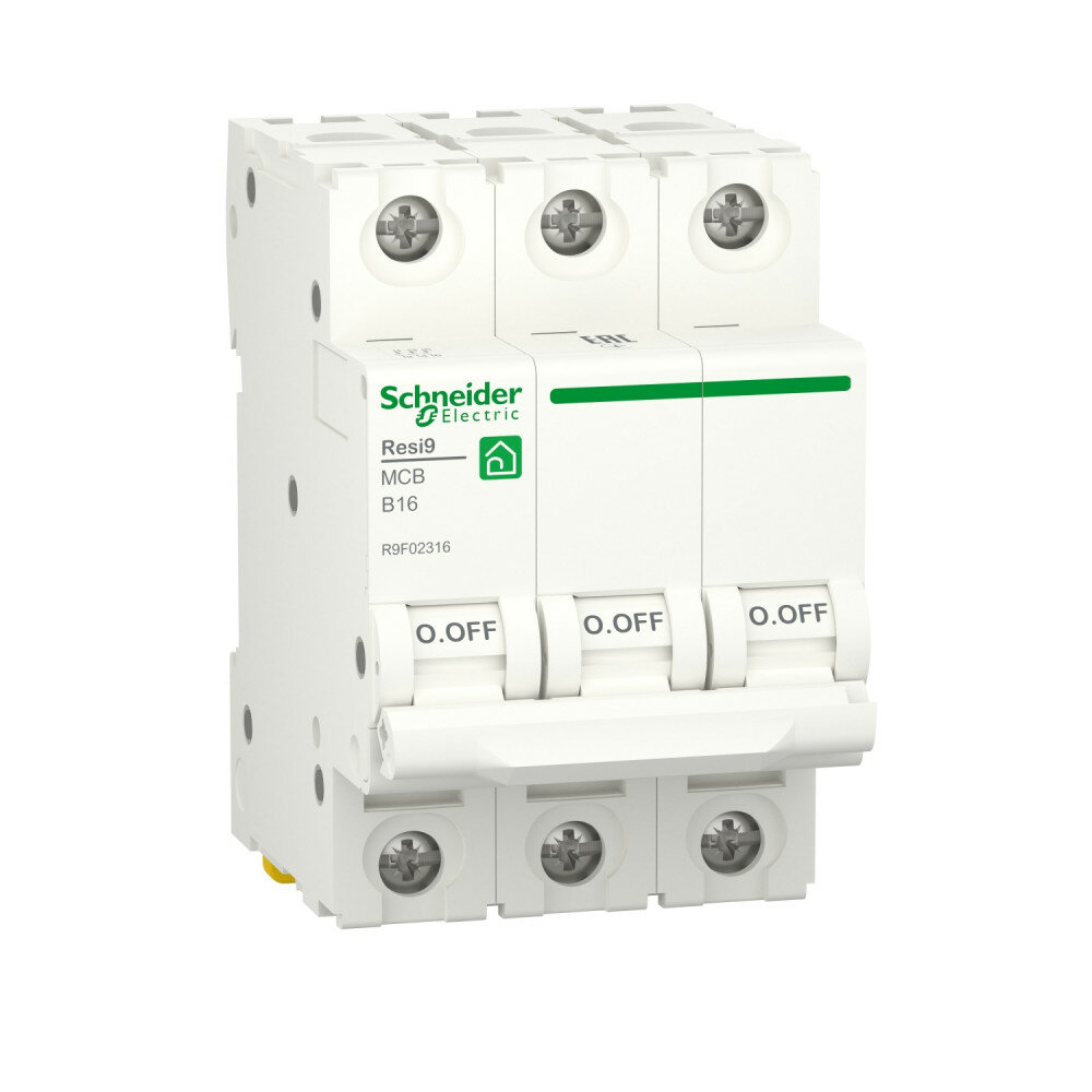 Schneider Electric RESI9 Автоматический выключатель (АВ) B 16А 3P 6000A R9F02316 (5 шт.)