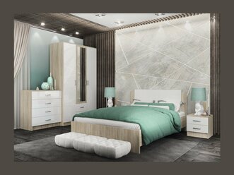 Модульная спальня Софи, композиция 4 (Белый глянец, Дуб Сонома)