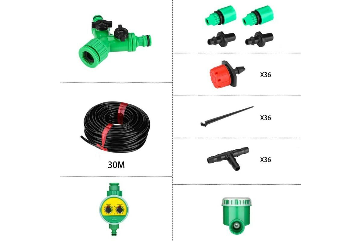 Система полива DEKO: комплект для капельного полива DKI30 шаровой таймер DKIT04