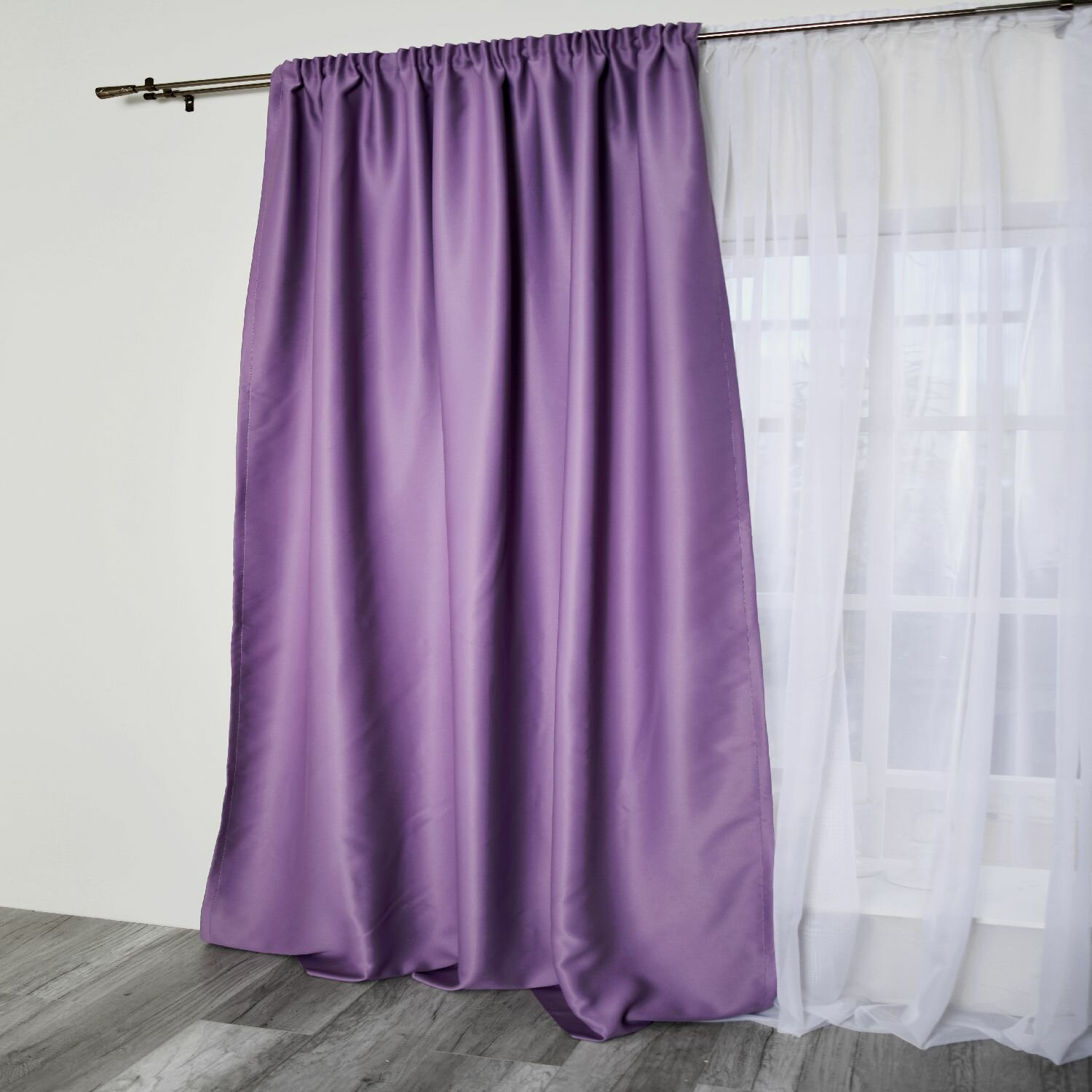 фото Портьера Mona Liza Блэкаут, 200х270 см, фиолетовая, на шторной ленте