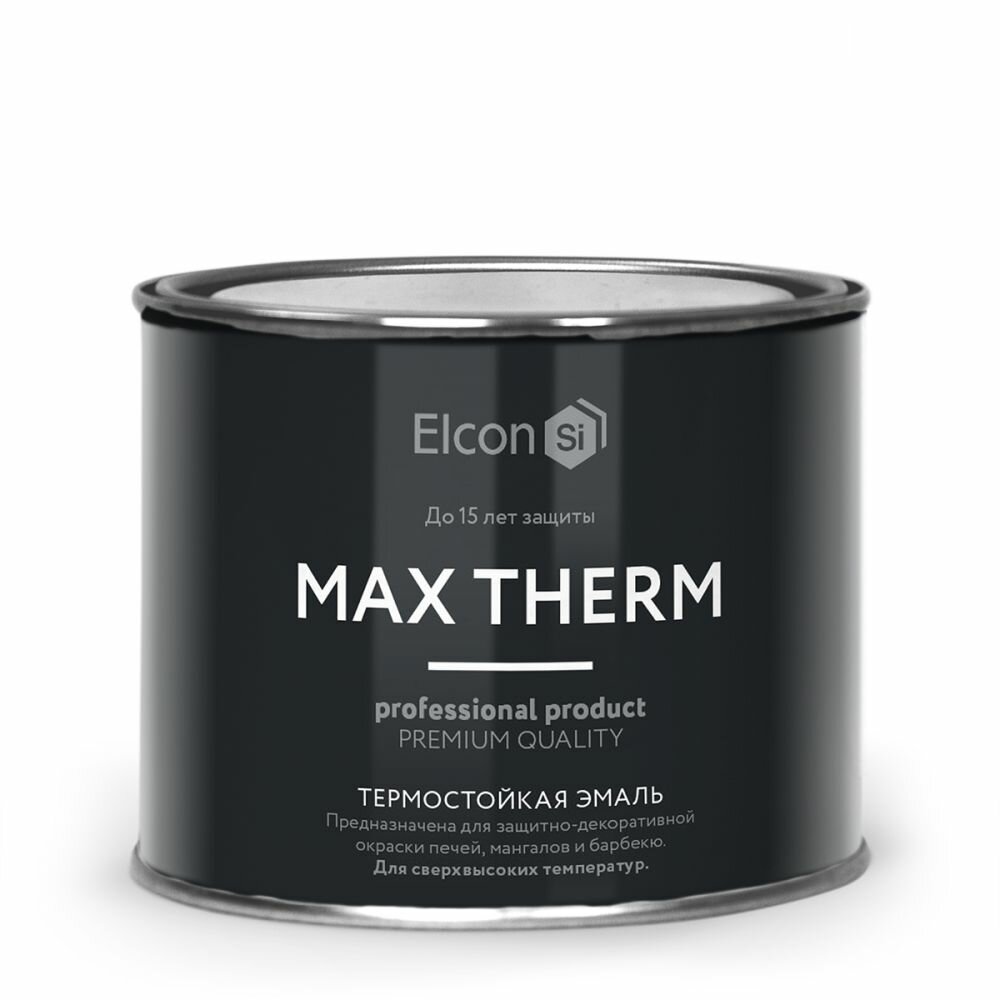Эмаль Термостойкая Elcon Max Therm 0.4кг 700°С Белый, Антикоррозионная для Защитной Окраски Печей, Котлов, Металлического Оборудования / Элкон.
