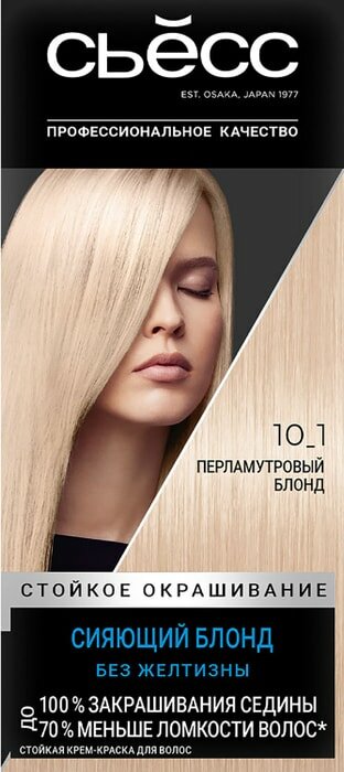 СЬЕСС Стойкая крем-краска для волос 10-1 Перламутровый блонд, 115 мл