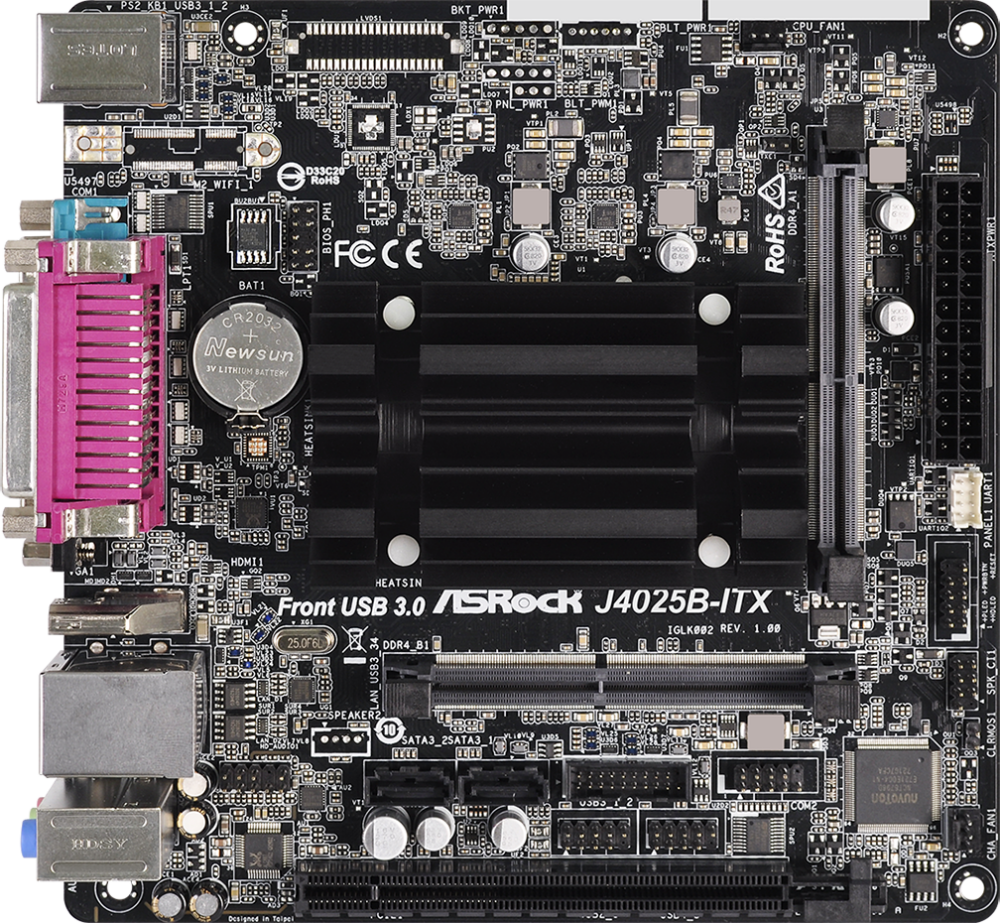 Материнская плата ASRock + Celeron J4025 onboard (J4025B-ITX)