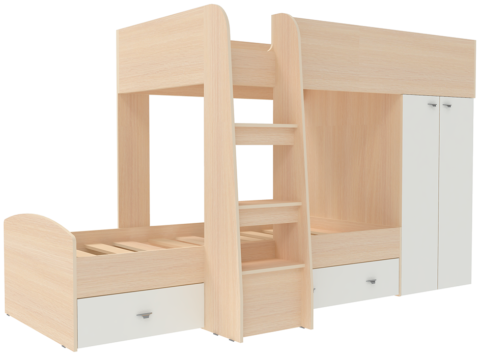 фото Двухъярусная кровать Golden kids 2 Дуб Молочный Белый