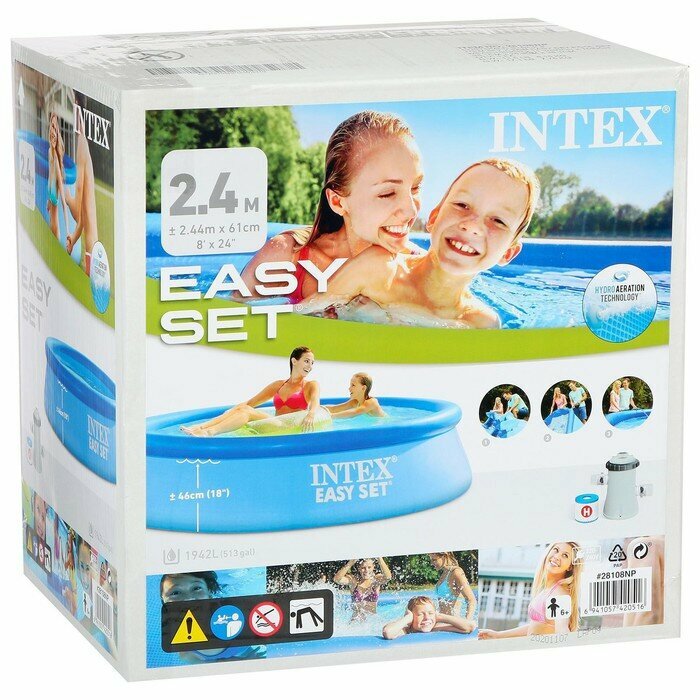 Бассейн INTEX Easy Set 244х61см. фильтр-насос в комплекте. арт.28108 - фотография № 3