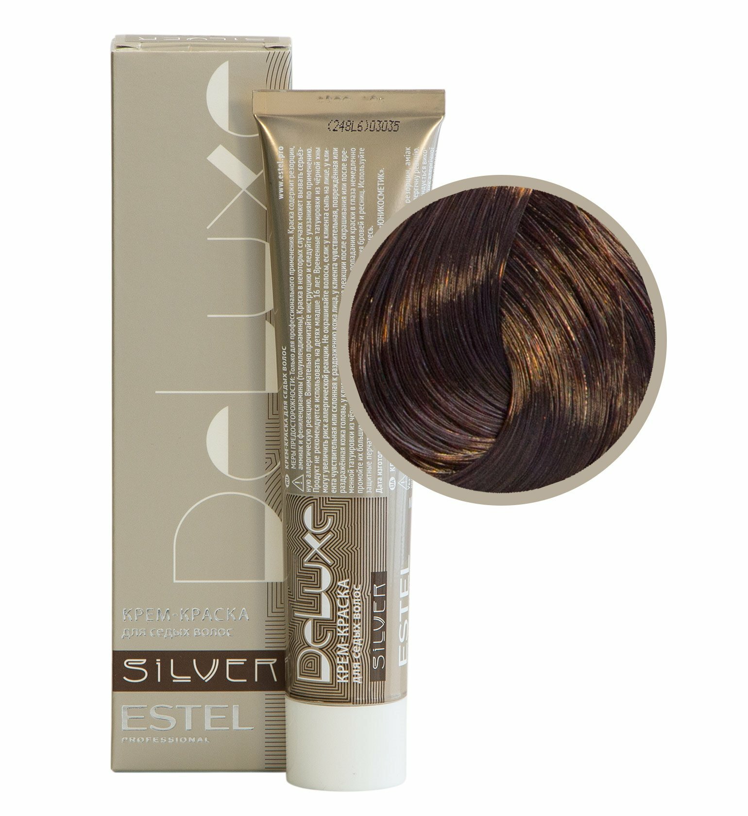 фото Крем-краска DeLuxe Silver 6/75 темно-русый коричнево-красный