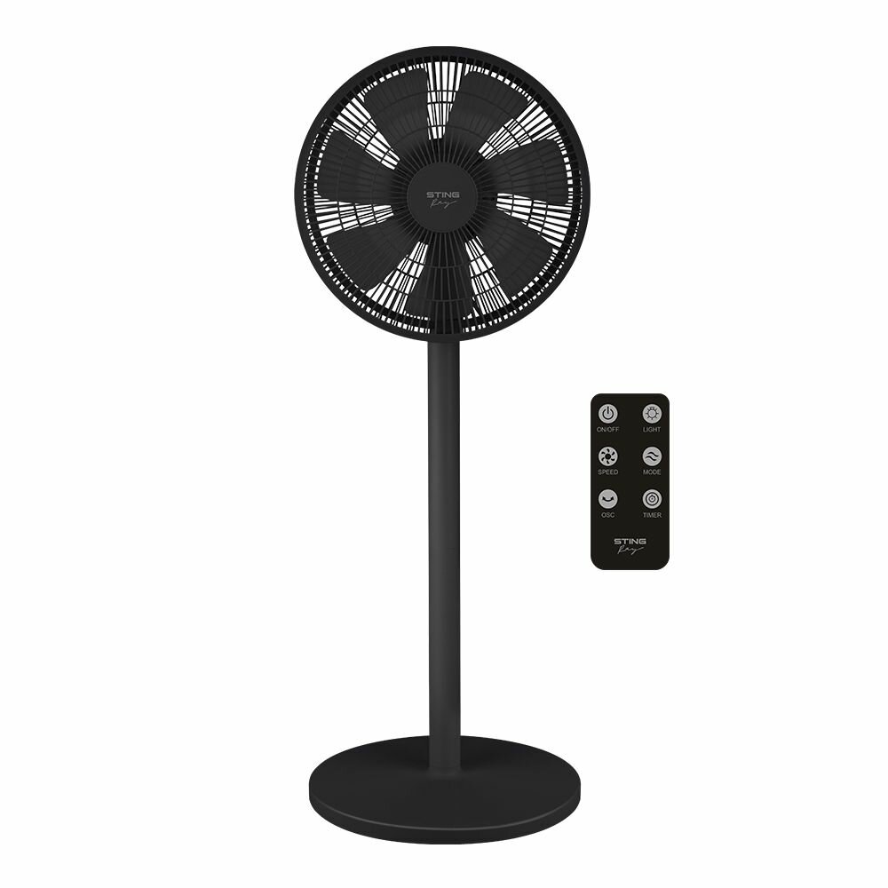 фото Вентилятор напольный STINGRAY ST-FN4133B с пультом, d 31см, регулировка угла наклона, регулировка высоты, функция поворота, LED дисплей, черный