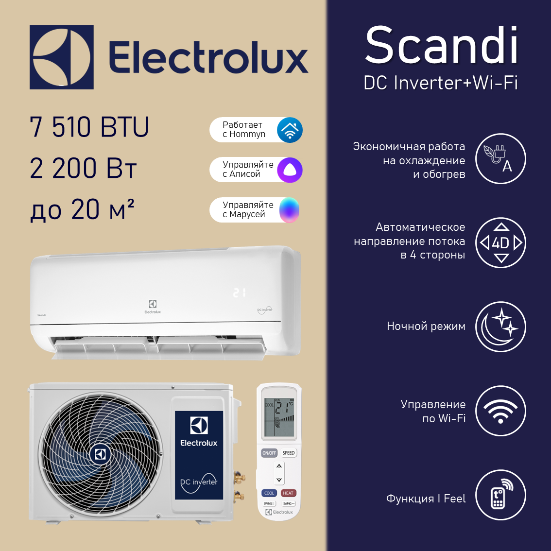 Кондиционер Electrolux EACS/I-07HSK/N3_24Y Skandi DC Inverter c Wi-Fi