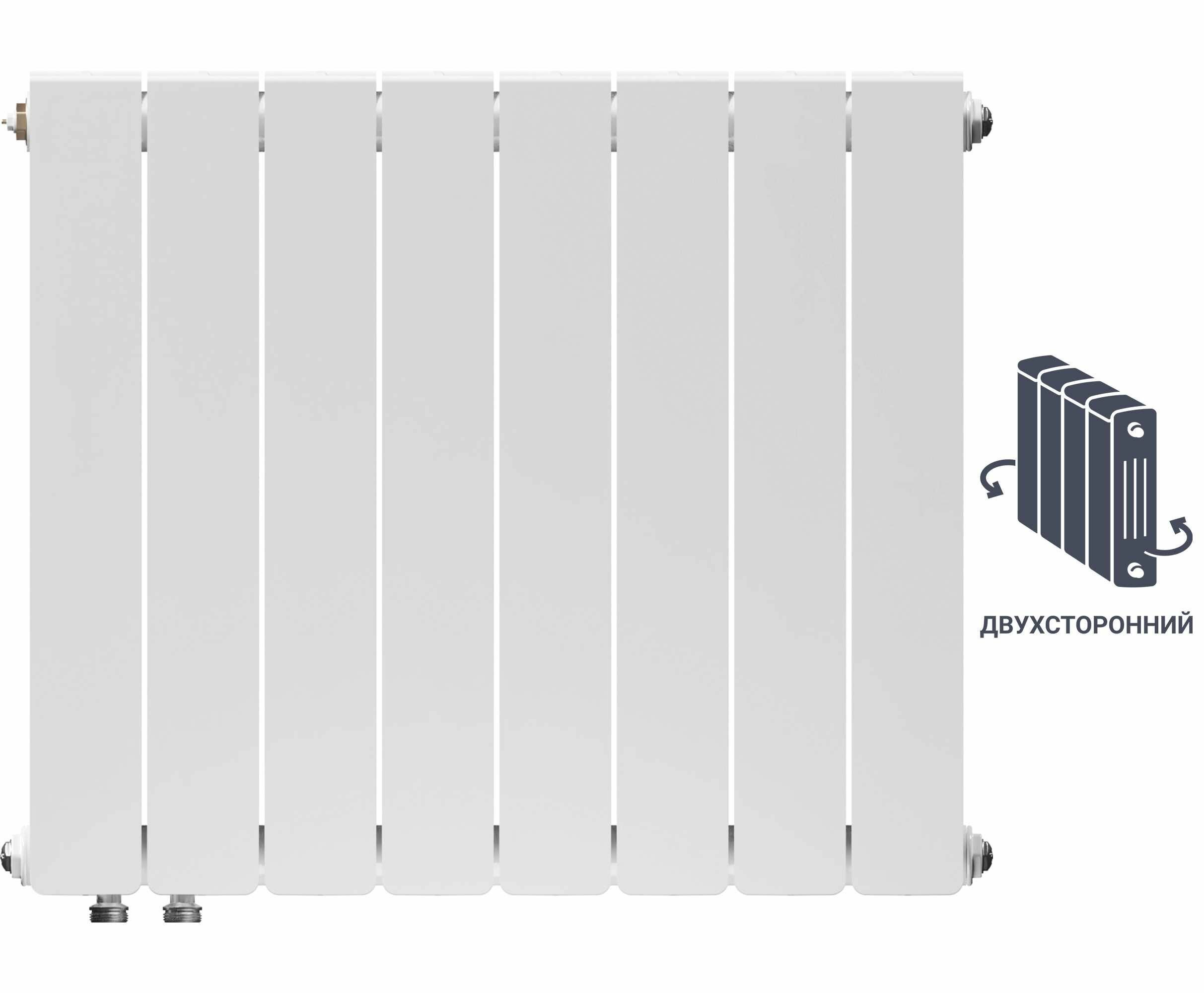 Радиатор Equation 500/90 биметалл 8 секций нижнее подключение цвет белый