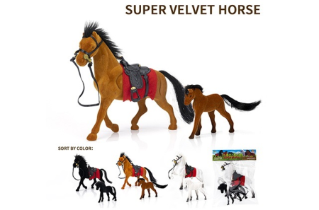 Игровой набор /Резвая семья/ лошадь с седлом, жеребенок, флок, микс 3 вида арт. 1001661