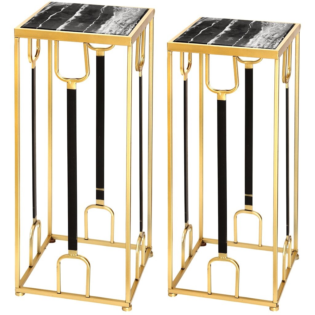 фото Дизайнерские столики Домашняя Мода 2 штуки, 31х31 см, высота 65,5 см, 26х26 см, высота 60,5 см, металлический каркас