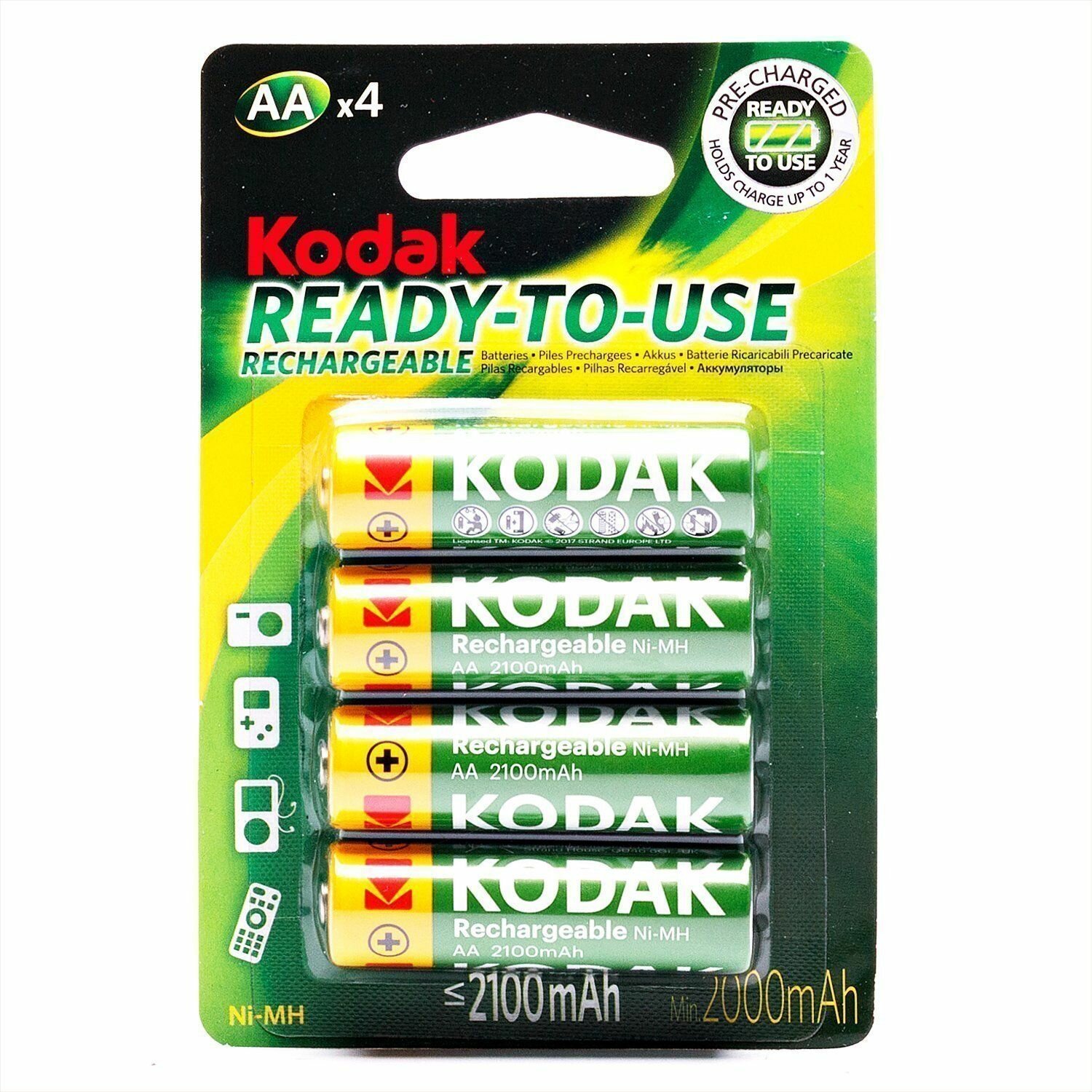 Аккумуляторные батарейки AA Kodak HR6, заряженные, 2100 mAh, 4 шт в упаковке