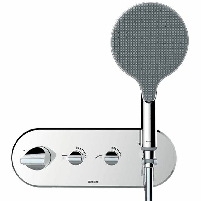 фото Смеситель Bossini Apice для душа, встраиваемый, термостатический, 2 запорных вентиля, с ручным душем и шлангом 150 см., цвет: хром Z00521.030