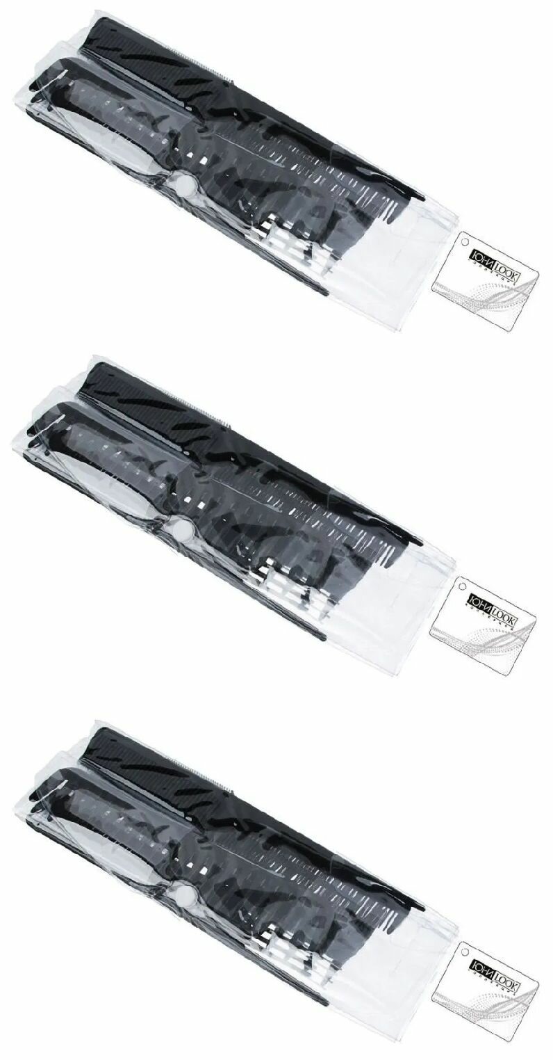 фото ЮниLook Набор профессиональных расчесок-гребней, пластик, черный, 3 шт