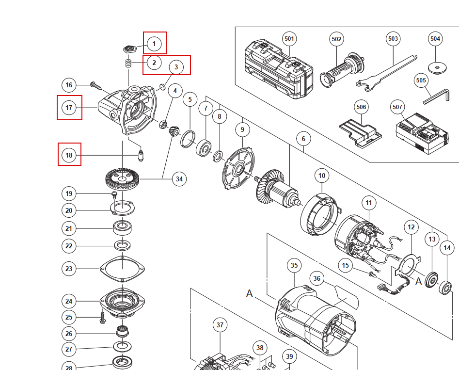 Корпус редуктора G3623DA HIKOKI 373935