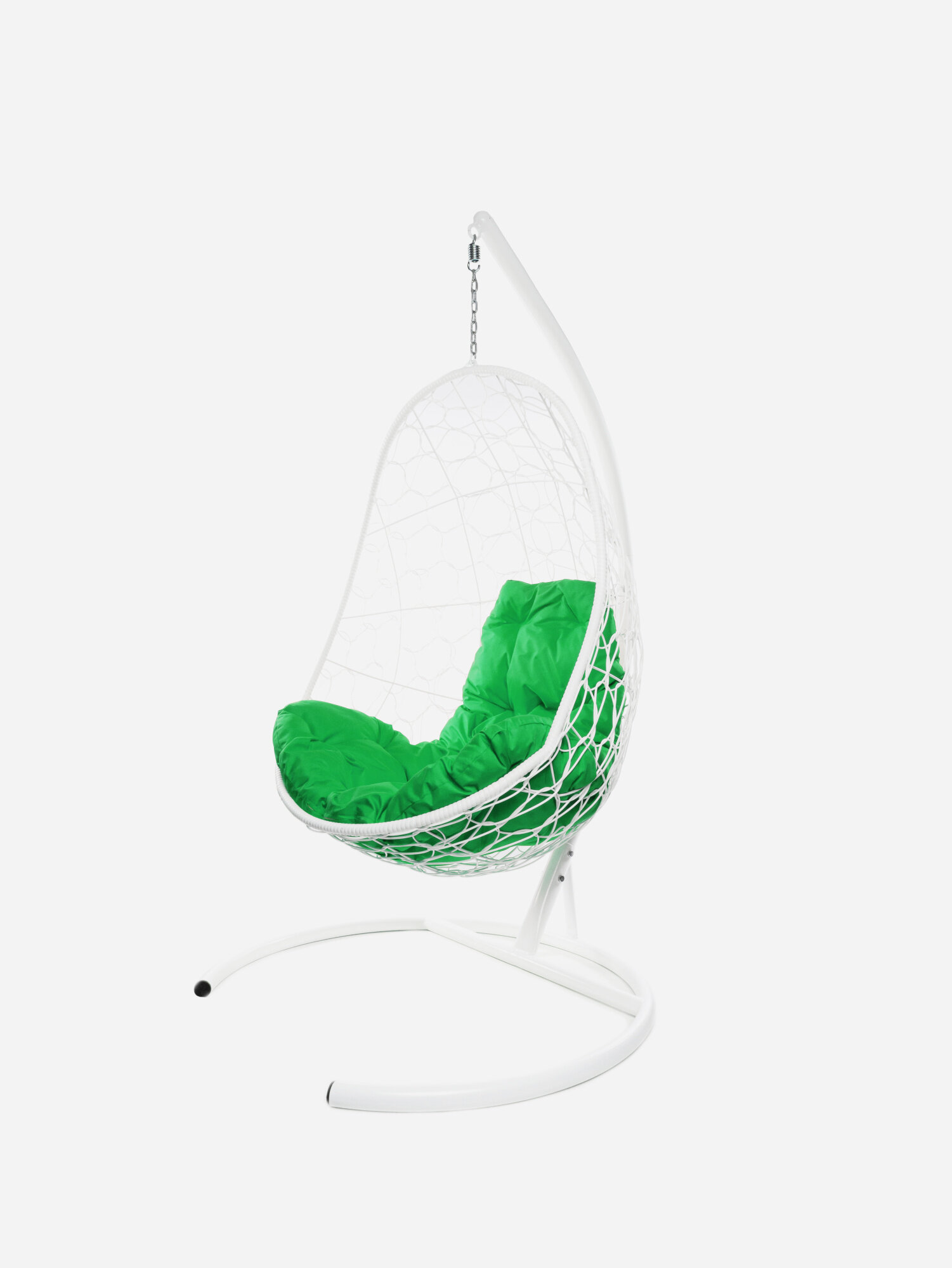 Подвесное кресло M-group овал с ротангом белое зелёная подушка