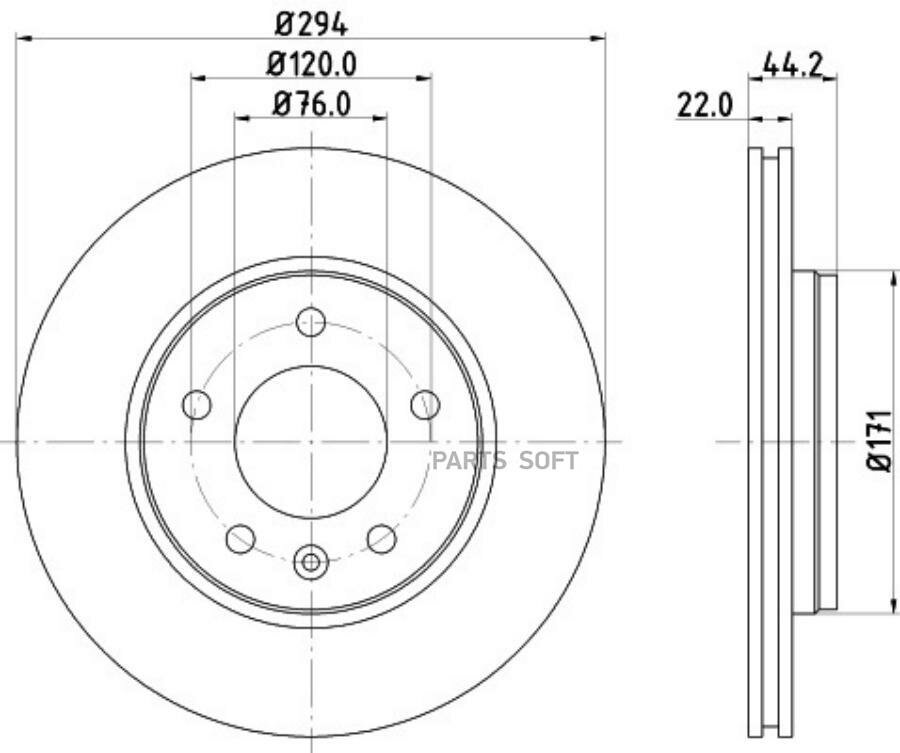 Тормозной диск с покрытием задняя ось BEHR-HELLA / арт. 8DD355109701 - (1 шт)