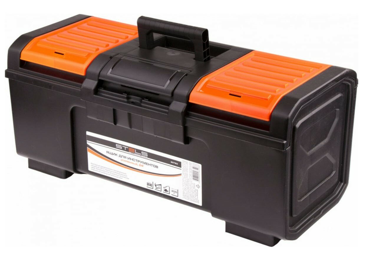 Ящик с органайзером Stels 90763 58.7x25.7x28 см 24''  черный/оранжевый