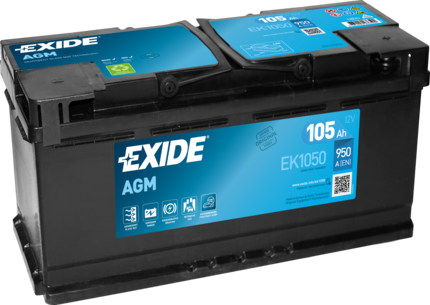 Аккумулятор автомобильный Exide AGM EK1050 6СТ-105 обр. (Start-Stop) 393x175x190