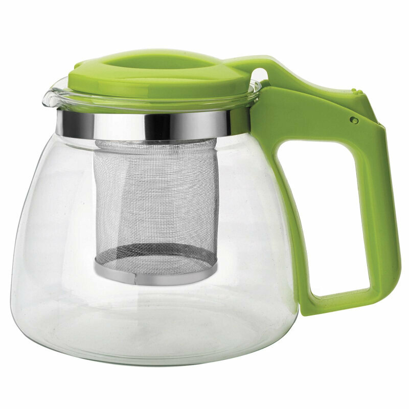 Чайник заварочный стекл 09л с фильтром зелен TM Appetite 1807309