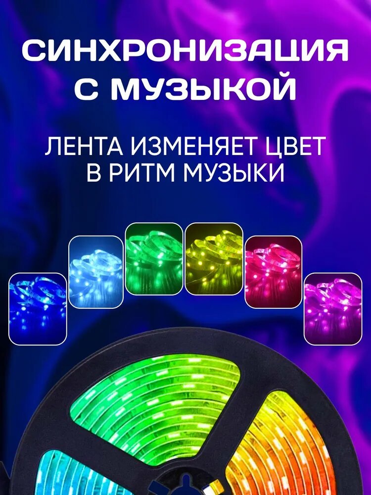 Умная светодиодная лента, 12В, IP60, 18 LED/m RGB лента 20 м - фотография № 3