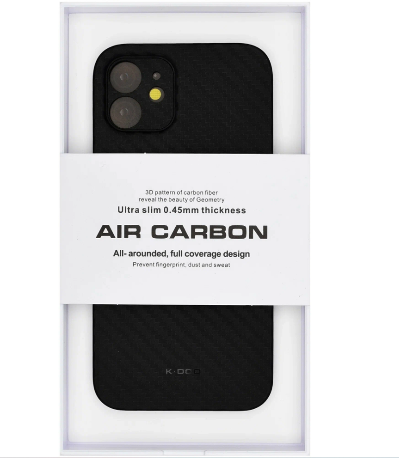 фото Ультратонкий чехол для iPhone 11 KZDOO (K-DOO) Air Carbon , чёрный супертонкий чехол для Айфон 11