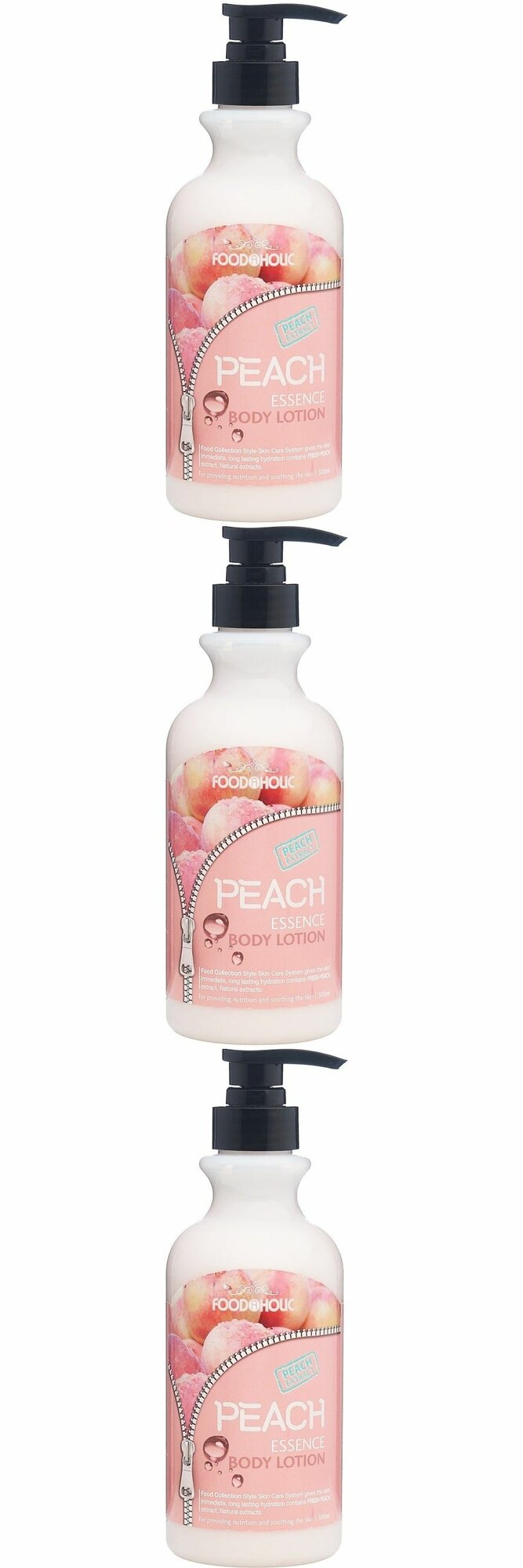 FoodaHolic Лосьон для тела Essential Body Lotion Peach, с экстрактом персика, 500 мл, 3 шт.