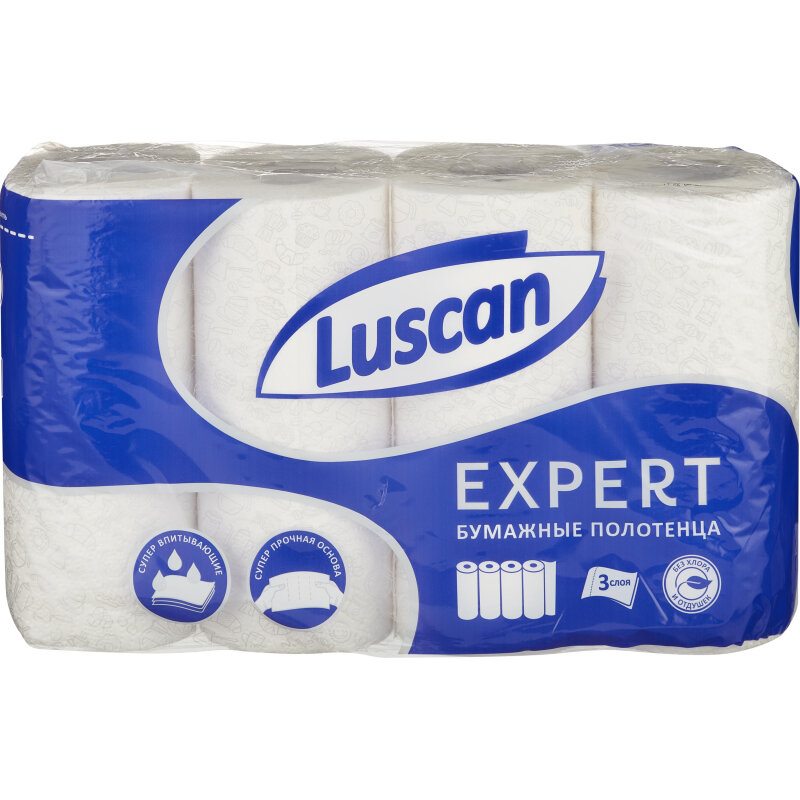 Полотенца бумажные Luscan Expert 3сл с тиснением и перф 4шт/уп_СПБ