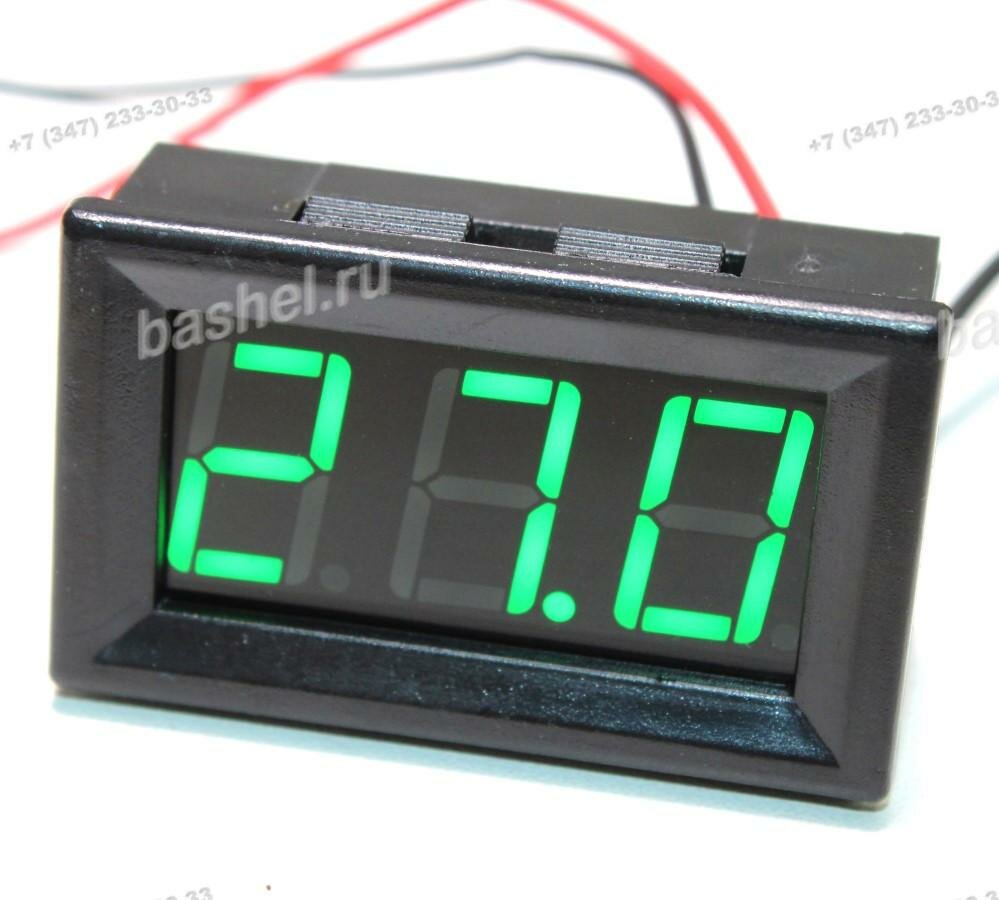 Термометр встраиваемый цифровой с датчиком NTC, 12В, зеленый (-50°C..+110°C)