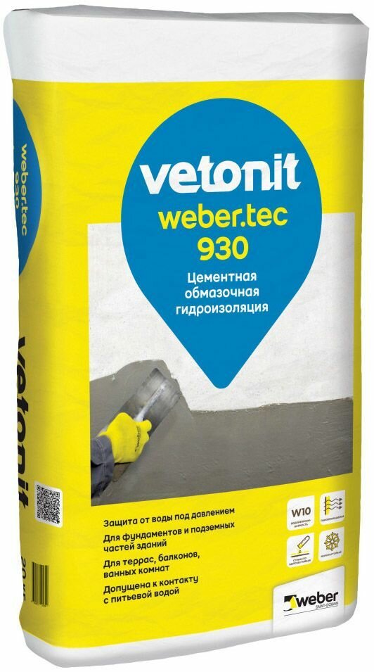 Гидроизоляция Weber Vetonit Weber.tec 930 цементная 20 кг