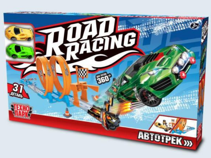 Игрушка пластик ROAD RACING автотрек 2 машинки, 2 петли