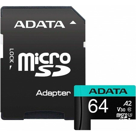 Карта памяти ADATA Premier Pro AUSDX64GUI3V30SA2-RA1 microSDXC 64GB (с адаптером)