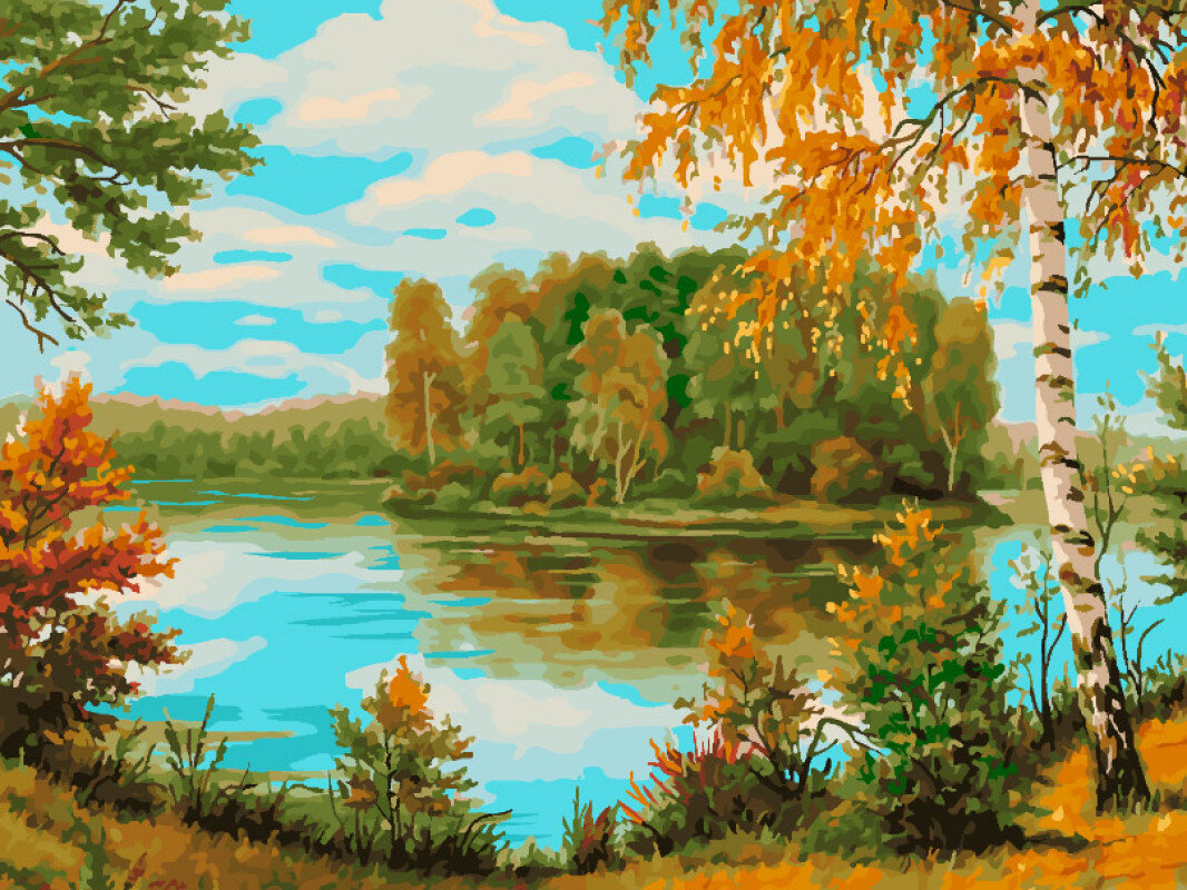 Картина по номерам Белоснежка «Яркая осень» (30х40 см холст на подрамнике)