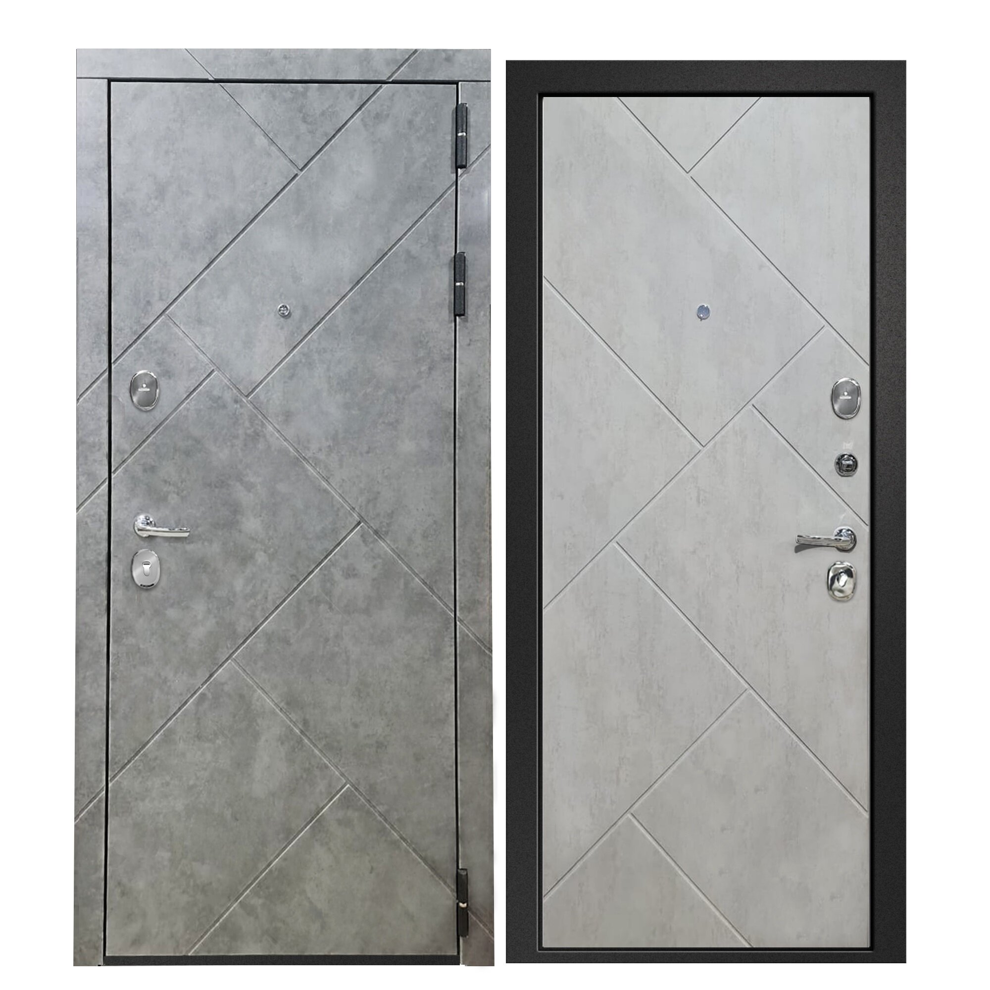 Дверь входна металическая, с наружной панелью бетон светлый - фотография № 2