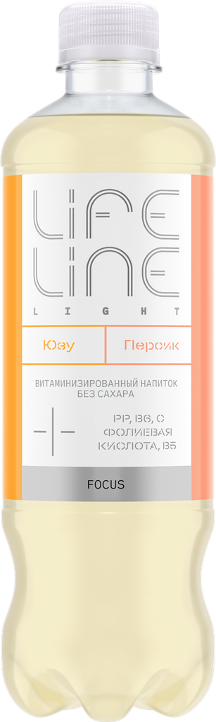 Напиток LIFELINE Focus Light со вкусом персика и юзу витаминизированный негазированный, 0.5л