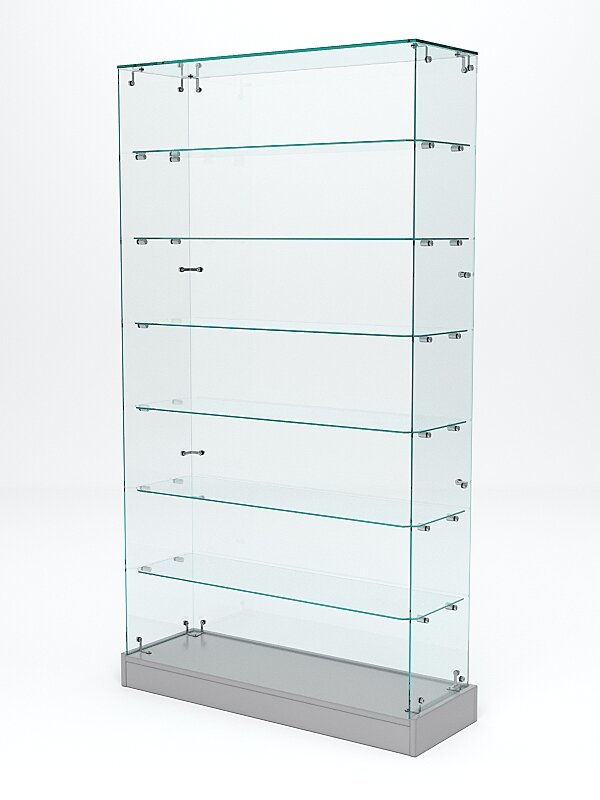 фото Витрина стеклянная "истра ХИТ продаж" №10 (без дверок, задняя стенка - стекло), Серый 90 x 30 x 160 см
