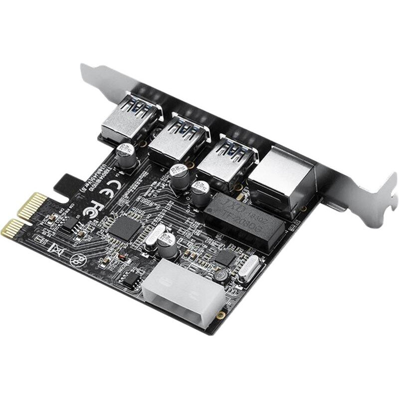 Контроллер PCI-E ORICO USB 3.0x3 RJ45x1 черный (ORICO-PNU-3A1R-BK-BP)